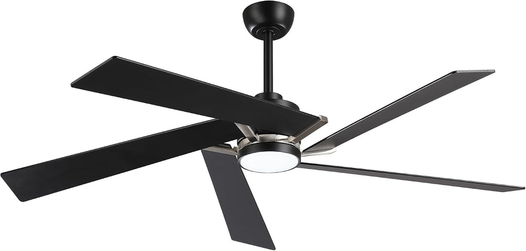 60 Inch Ceiling Fans with Lights and Remote, Modern Black Ceiling Fan with Reversible DC Motor, Dimmable LED, Memory Function & Timer, Quiet Outdoor Ceiling Fans for Patios Living Room Bedroom