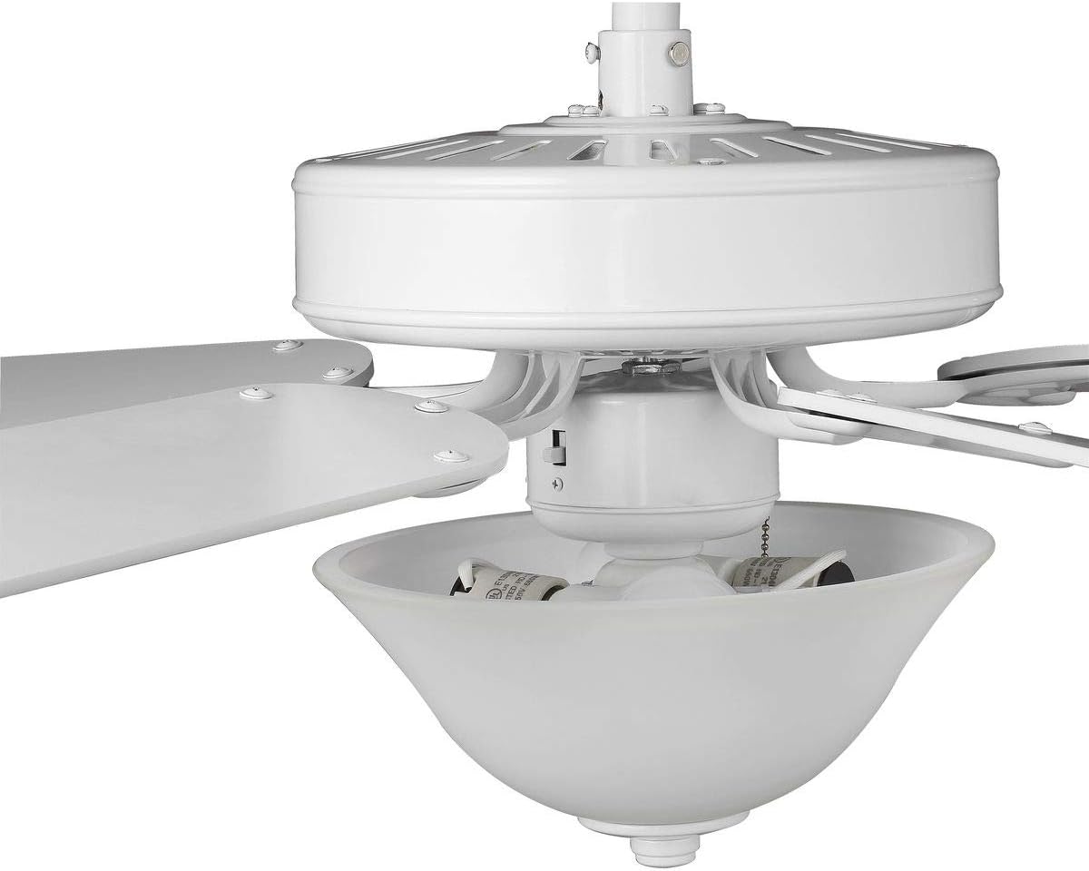 Progress Lighting AirPro Collection 52' Five-Blade Ceiling Fan with White Etched Light Kit
