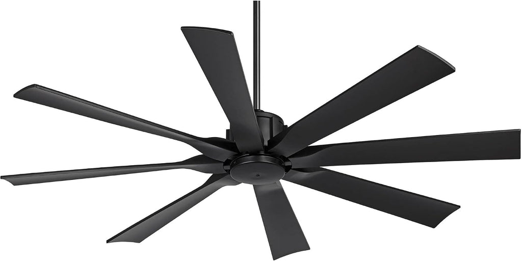 Possini Euro Design 60' Defender Modern Indoor Outdoor Ceiling Fan with Remote Control Matte Black Damp Rated for Patio Exterior House Home Porch Gazebo Garage Barn