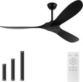 60'' Outdoor Ceiling Fan without Light,Large Airflow with 3 Solid Wood Blades,Black Ceiling Fan with DC Reversible and Silent Motor for Porch,Living Room,Garage.
