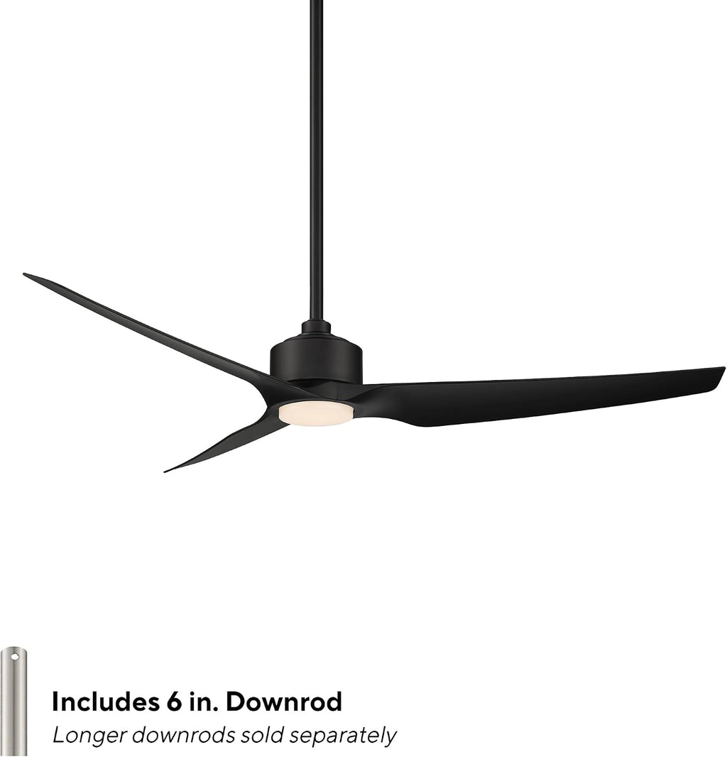 WAC F-056L-MB Stella 60' Outdoor Ceiling Fan with Lights and Remote Control, Matte Black