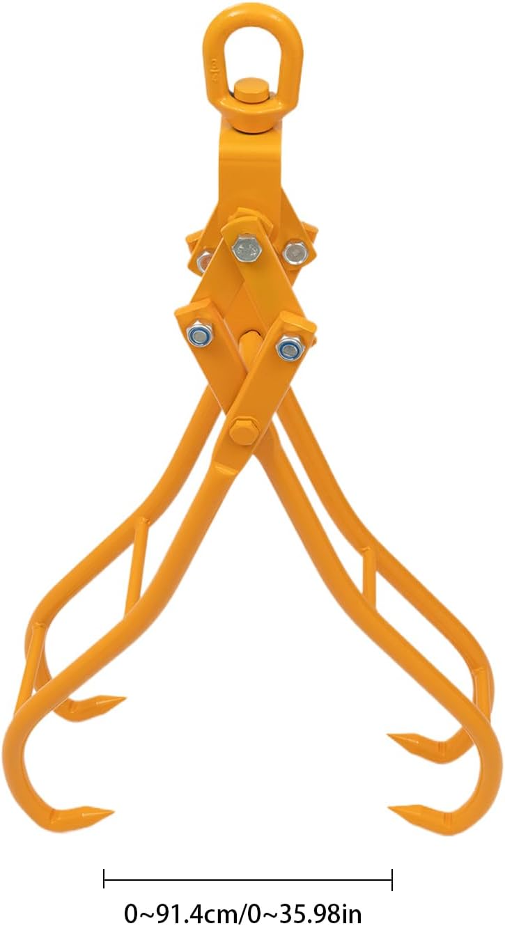 Skidding Tongs Log Lifting, 36inch 4 Claw Log Grapple Adjustable Timber Lifting Tong Log Grappling Hook Tongs, Eagle Claw Design Wood Lifting Pliers for Truck, ATV, Tractor and Skidder