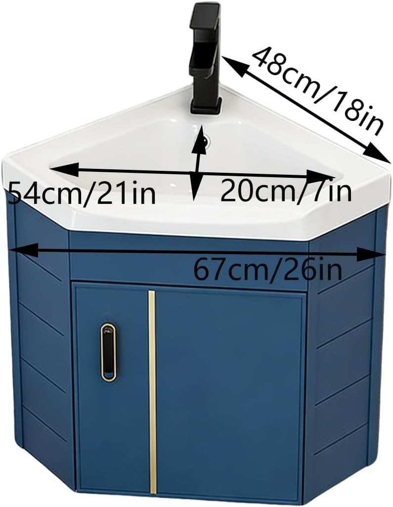 Modern Corner Bathroom Vanity， Bathroom Vanity Cabinet with Sink Set，Wall Mounted Bathroom Vanity Cabinet ，for Guest Baths Master Suites or Rental Units(18in)