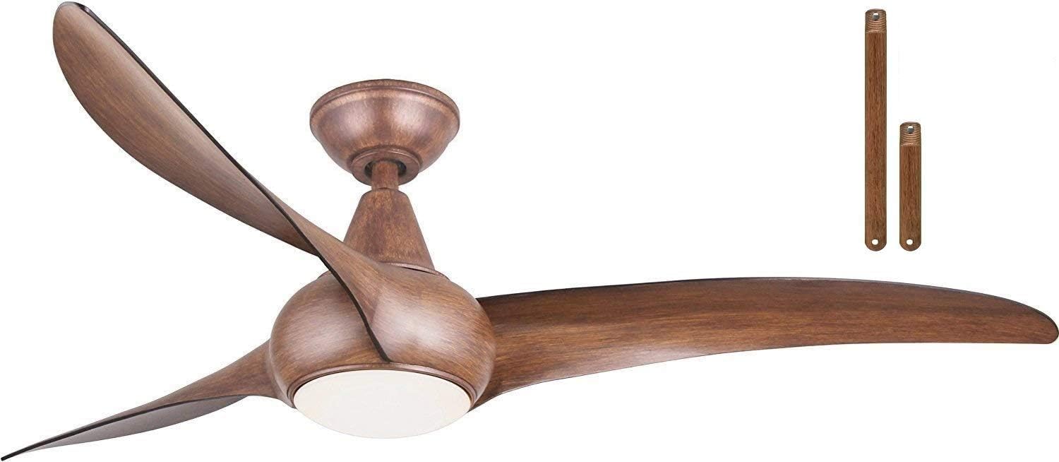 Minka Aire F844-DK Light Wave LED 52' Brown Low Profile Ceiling Fan with Light, Remote Control and 3.5 Inch Downrod