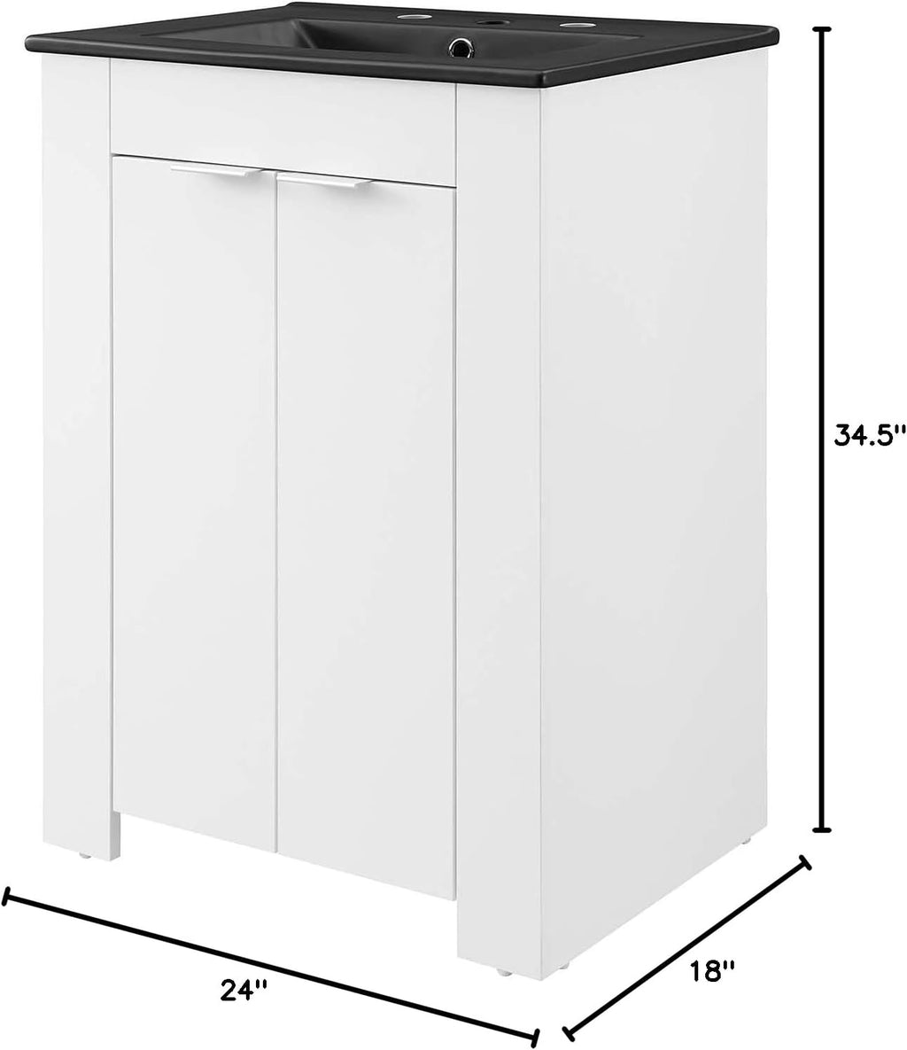 Sink Vanity Cabinet, Melamine, White Black, Modern Contemporary, Hotel Bedroom Bathroom Master Suite