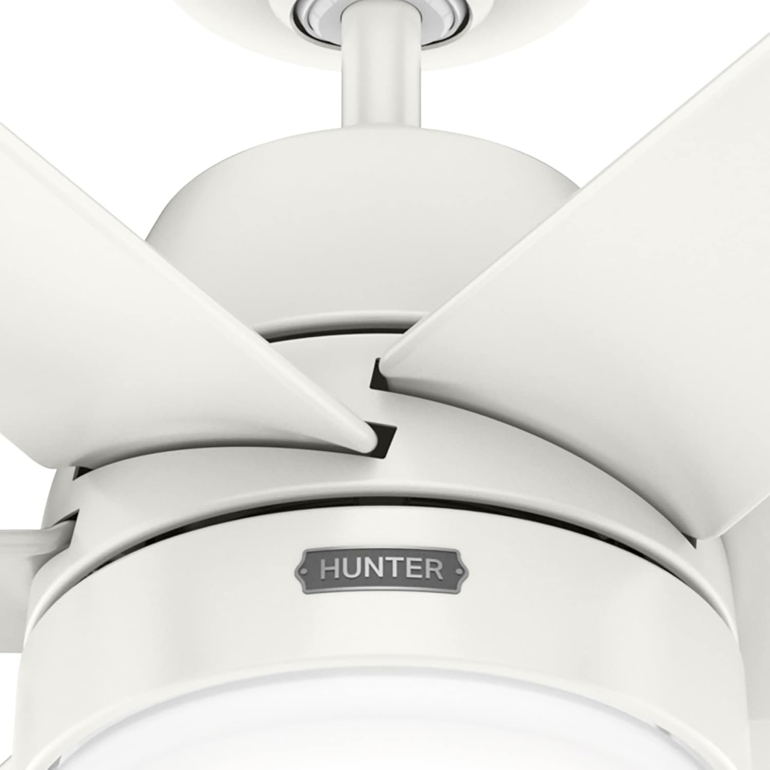 Hunter 60 inch Outdoor or Indoor Ceiling Fan with LED Light - White Ceiling Fan with Wall Control, For Patio, Garage, or Porch, Quiet, Standard Mount, 6 Blades - Skysail 52370, Fresh White