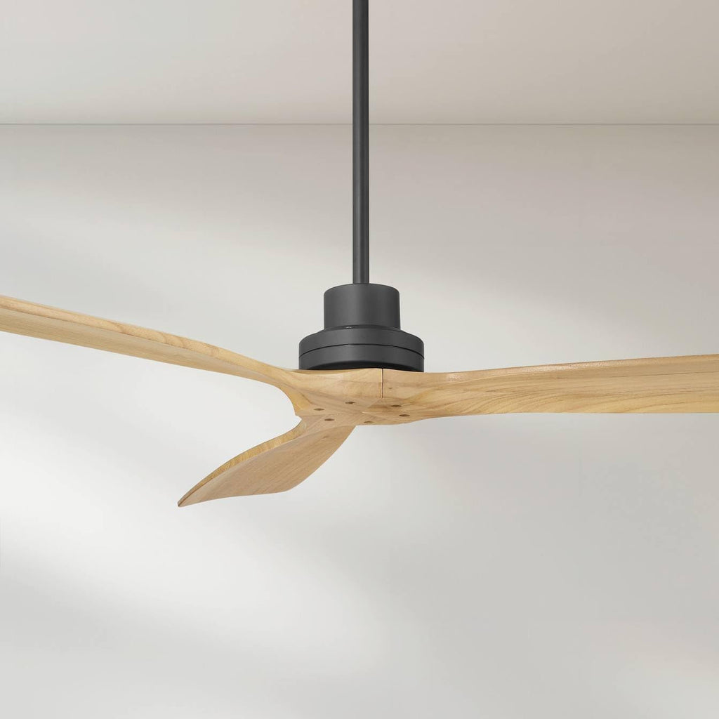 Casa Vieja 52' Delta Modern Country Indoor Cottage Core Outdoor Ceiling Fan 3 Blade Remote Control Matte Black Finish Wood Blades Bedroom Patio Living Room DC Motor Decorative Damp Rated Garage