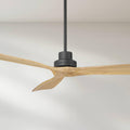 Casa Vieja 52' Delta Modern Country Indoor Cottage Core Outdoor Ceiling Fan 3 Blade Remote Control Matte Black Finish Wood Blades Bedroom Patio Living Room DC Motor Decorative Damp Rated Garage