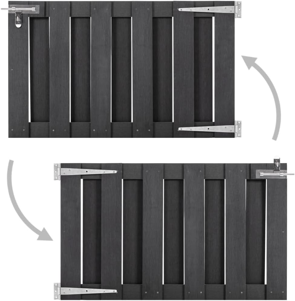WPC Garden Gate Outdoor 39.4'x23.6' Gray Lockable Sliding Latch Durable Privacy Fence for Backyard Patio Deck Yard Entry