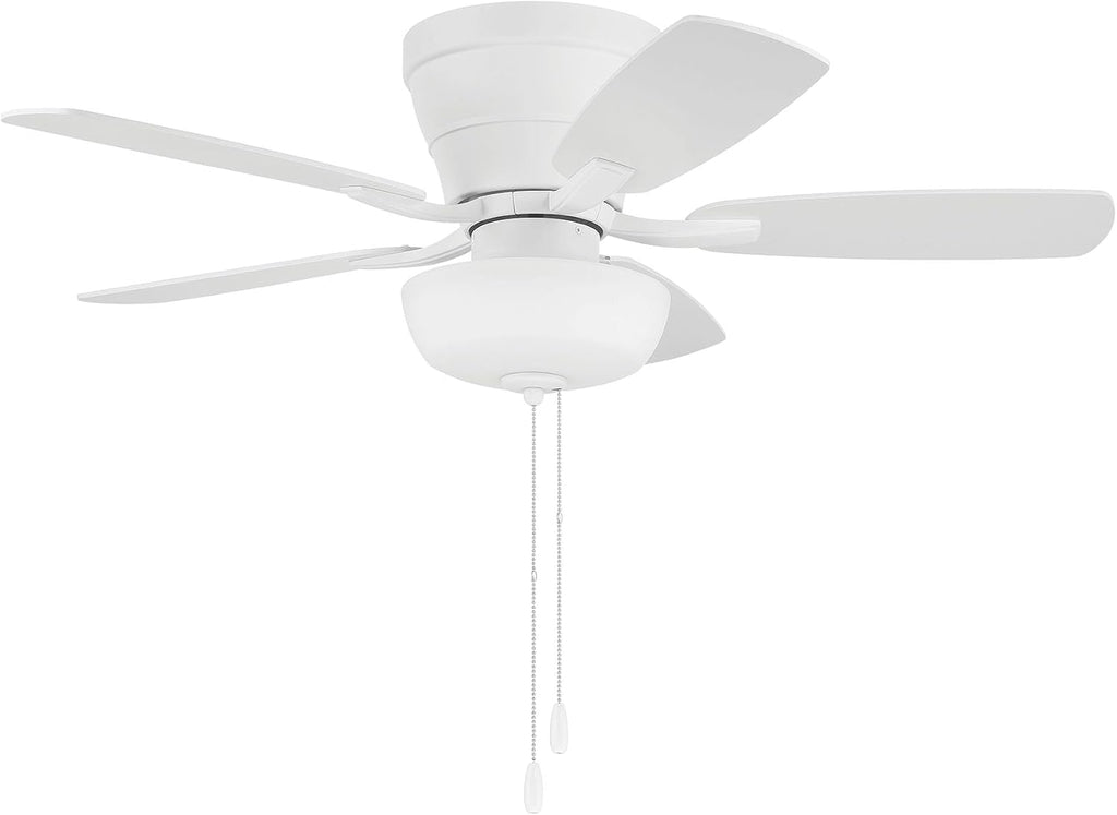 Craftmade 42' Wheeler Indoor Flush Mount 5 Blade White Finish Ceiling Fan with Single Bowl Light