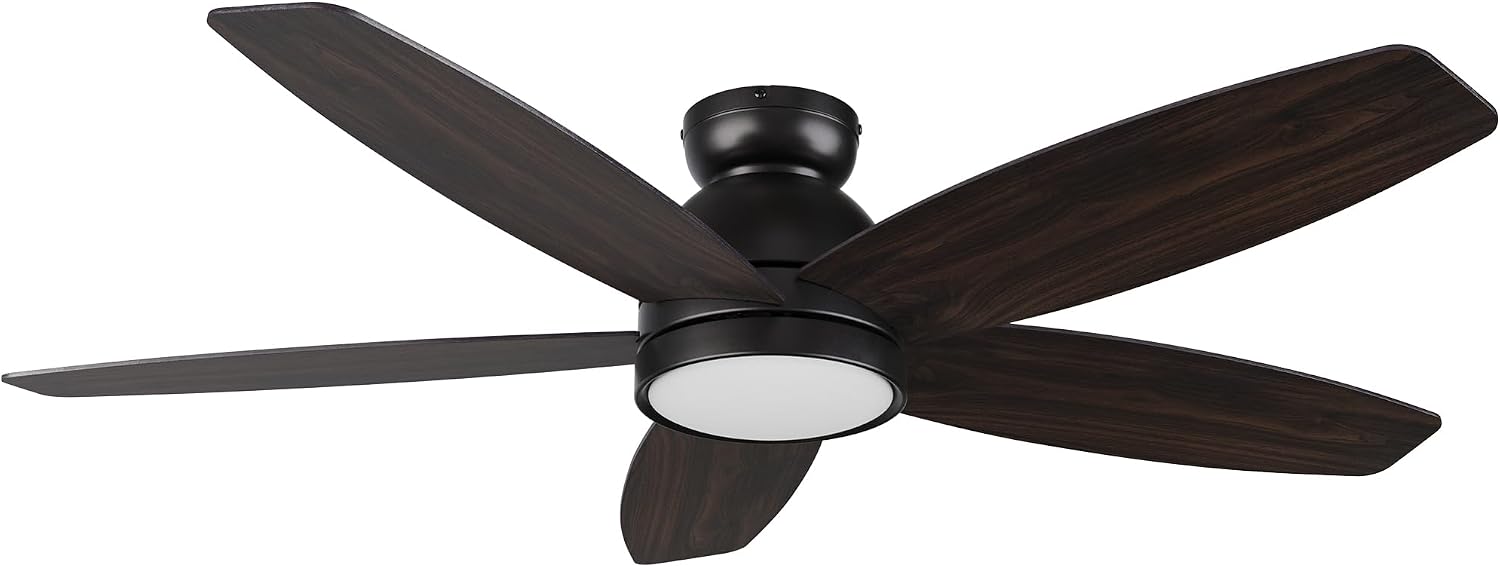 Carro 52' Ceiling Fan with Light Flush Mount, DC 10 Speeds Silent with Remote, 3 Light Colors Dimmable LED Ceiling Fan for Living Room, Bedroom, Dark Walnut