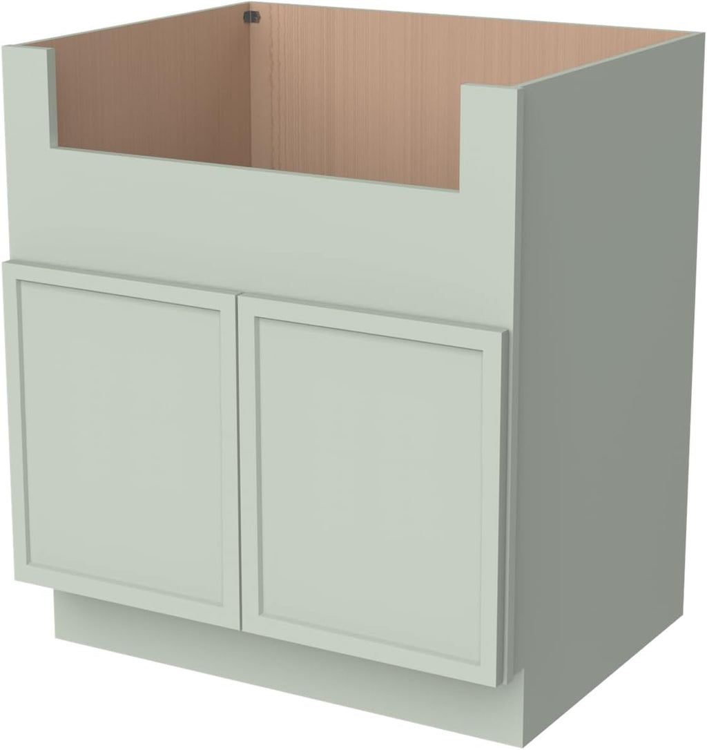 33 Inch RTA Kitchen Sink Base Cabinet - Solid Wood Shaker Style Farmhouse Cabinet with Soft Close Doors, Fits 24-30 Inch Undermount Sinks, Ready to Assemble (Jade Green (Slim))