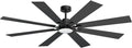 62 Inch Black Ceiling Fan with 5CCT Dimmable Light and Remote, Damp-Rated Indoor/ Outdoor for Patio Industrial Living Room -High CFM Quiet 6-Speed DC Motor, 8 Dual-Finish Blades with Timer 3 Downrods