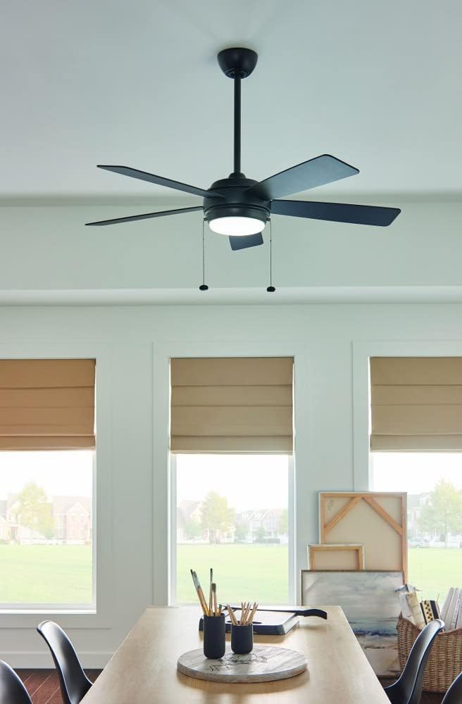 Kichler Starkk 52 in 5-Blade Ceiling Fan with LED Light, Modern Indoor Fan with Etched Cased Opal Glass in Polished Nickel, Reversible Silver and Walnut Blades, 330174PN