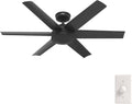 Hunter 52 inch Jetty Matte Black Wet Rated Ceiling Fan and Wall Control