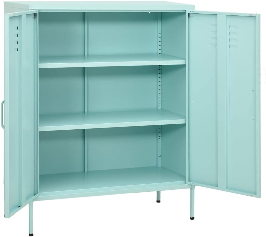 Metal Side Accent Storage Cabinet with Adjustable Shelves, Steel Storage Cabinet for Entryway and Hallway, 31.5'x13.8'x40',-251