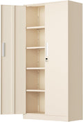 SUNCROWN Upgrade Metal Garage Storage Cabinet, Large 72' Locking Steel Garage Cabinets with 4 Adjustable Shelves and 2 Doors,Metal Lockable Tool Cabinets for Garage, Office, Home, Warm Grey