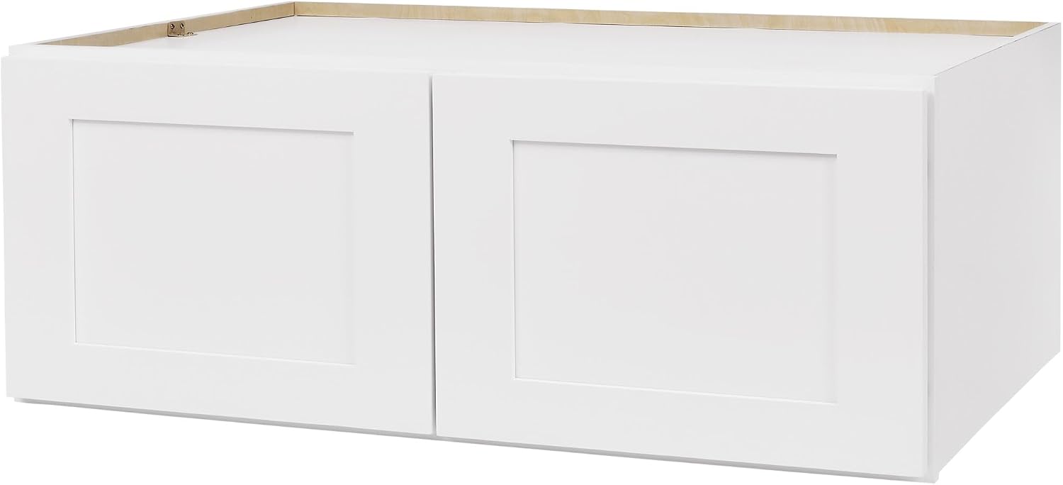 White Shaker Wall Cabinet - Ready to Assemble, Perfect for Kitchen, Laundry, and Bathroom Storage - 30'W x 12'H x 12'D