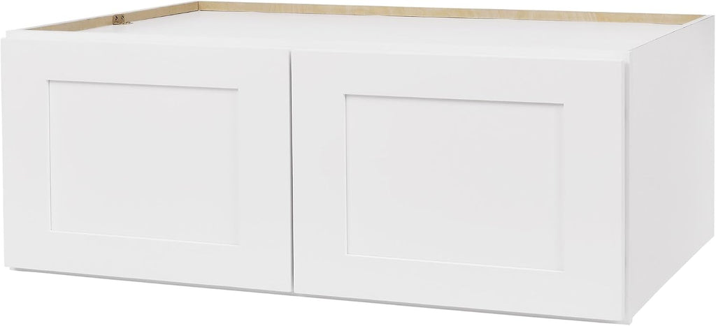 White Shaker Wall Cabinet - Ready to Assemble, Perfect for Kitchen, Laundry, and Bathroom Storage - 36'W x 12'H x 12'D