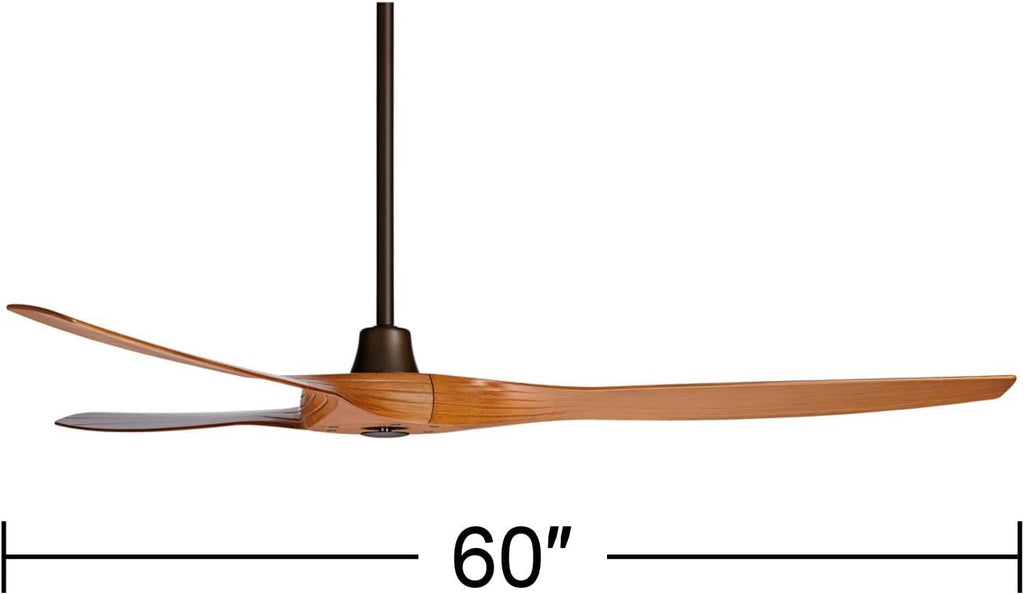 Casa Vieja 60' Aireon Modern Large 3 Blade Indoor Outdoor Ceiling Fan with Remote Control Rubbed Bronze Walnut Blade Damp Rated for Patio Exterior House Porch Gazebo Garage Barn