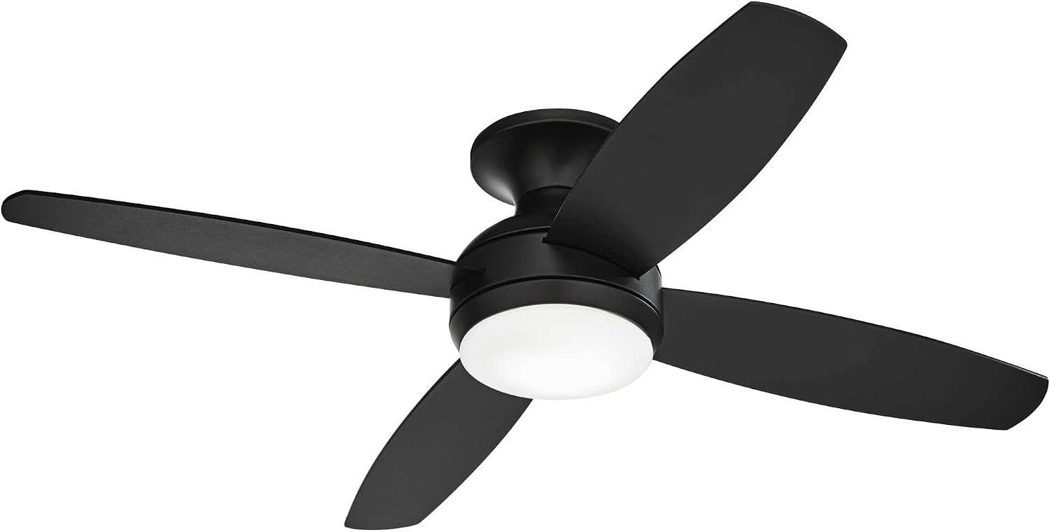 Casa Vieja 52' Casa Elite Modern Industrial Indoor Hugger Ceiling Fan with LED Light Remote Control Black Opal Glass Low Profile for House Bedroom Living Room Home Kitchen Dining Office