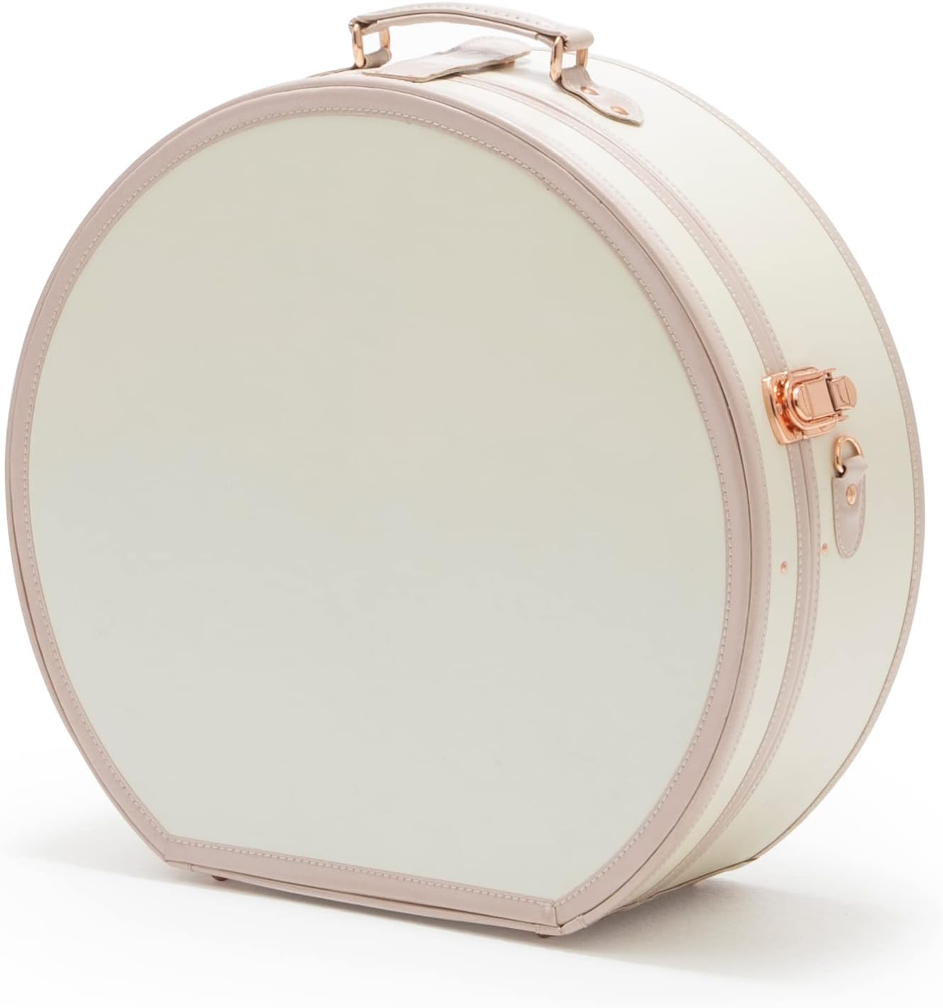 COTRUNKAGE Small Floral Round Hat Box Vintage Luggage Cosmetic Case (D.18, Cream White)