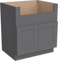 33 Inch RTA Kitchen Sink Base Cabinet - Solid Wood Shaker Style Farmhouse Cabinet with Soft Close Doors, Fits 24-30 Inch Undermount Sinks, Ready to Assemble (Pebble Gray)