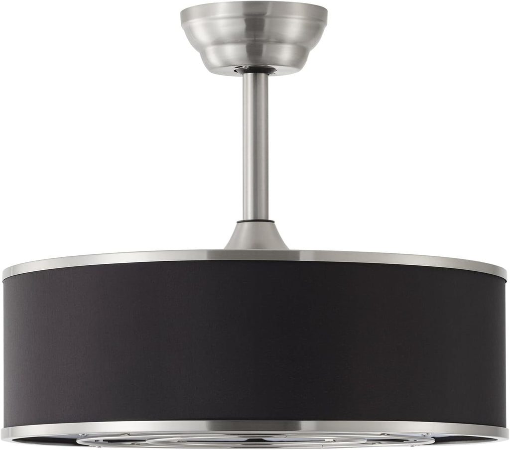 20' Black and Sliver Caged Boho Fandelier Ceiling Fan with Light & Remote Control - Bladeless Chandelier Fan, 6 Speed Quiet Reversible Motor for Bedroom, Nursery, Living Room