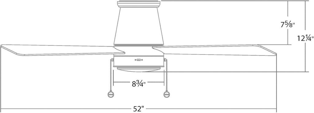 WAC Lighting Hug Indoor or Outdoor 3-Blade 52in Pull Chain Flush Mount Ceiling Fan in Matte White with Adjustable CCT 2700-3000-4000-5000K Dimmable LED Light Kit and Memory Function