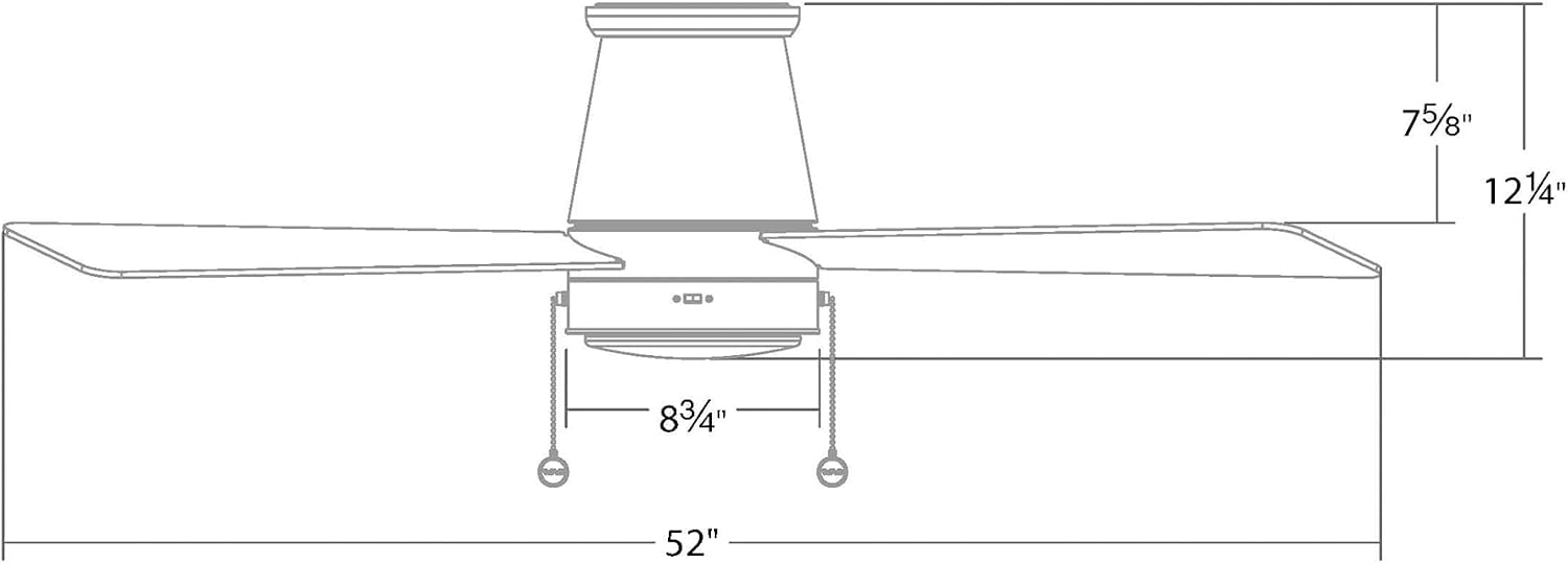 WAC Lighting Hug Indoor or Outdoor 3-Blade 52in Pull Chain Flush Mount Ceiling Fan in Matte White with Adjustable CCT 2700-3000-4000-5000K Dimmable LED Light Kit and Memory Function