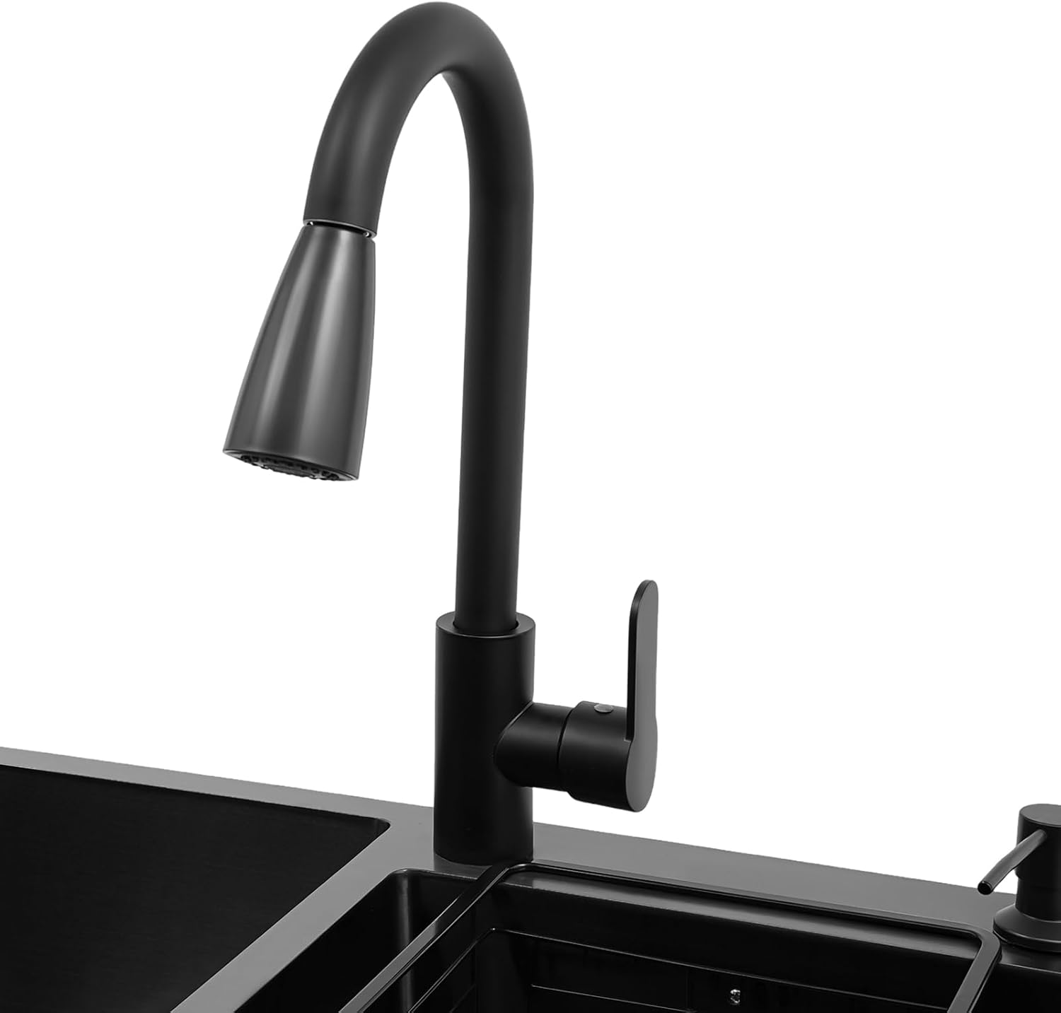 All-in-One Utility Sink & Cabinet, Kitchen Sink and Cabinet Combo Stainless Steel Utility Sink, Black Bathroom Vanity w/Pull-out Faucet & Draining basket for Laundry Utility Room Kitchen Bathroom