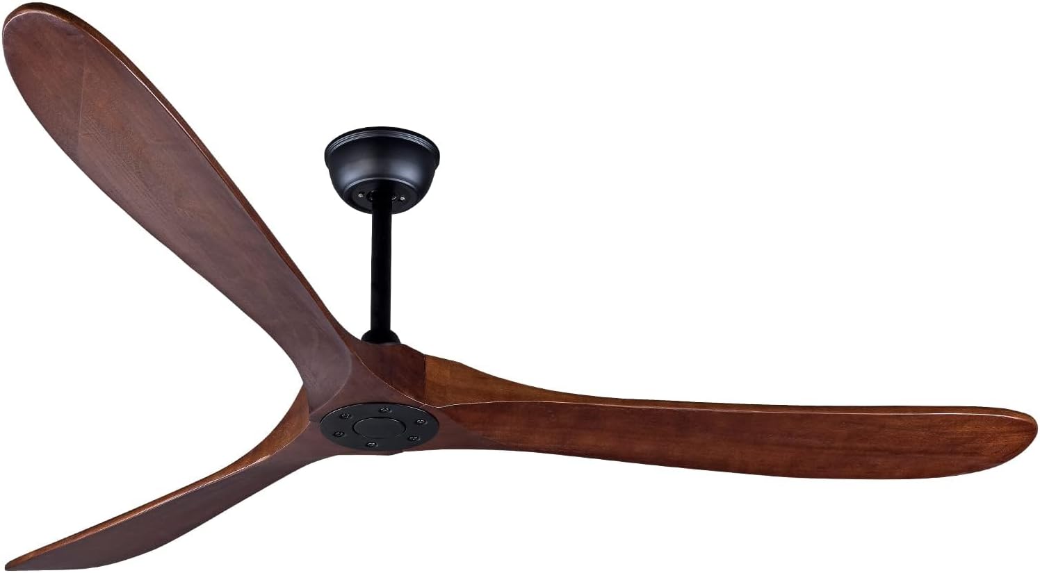 Bigzone 70' Large Ceiling Fan No Light with Remote,3 Blades Dark Brown Solid Wood Big Ceing Fan without Light with Quiet Reversible DC Motor 6-Speeds for Living Room/Dining Room/Garage/Indoor/Outdoor