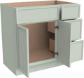 Solid Wood RTA 42' Bathroom Vanity Single-Sink Drawer Base Cabinet Sink Storage Cabinet with Soft-Close 2 Doors and 3 Right Drawers (NT-Jade Green, 42' W × 21' D × 34-1/2'H)