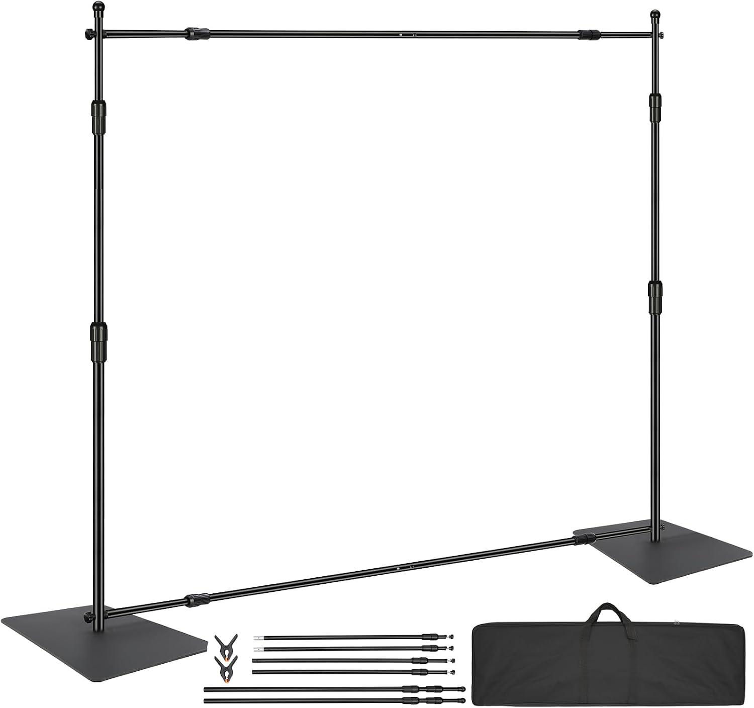 Happybuy 10ft x 10ft Pipe and Drape Kit, Heavy Duty Backdrop Stand with Carbon Steel Base, Adjustable Support with 6 Clamps and Carry Bag for Weddings, Parties, Events, Photography, Exhibition