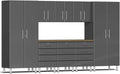 Ulti-MATE UG22092G 9-Piece Garage Cabinet Kit with Bamboo Worktop in Graphite Grey Metallic