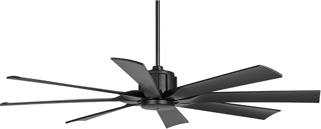 Possini Euro Design 60' Defender Modern Indoor Outdoor Ceiling Fan with Remote Control Matte Black Damp Rated for Patio Exterior House Home Porch Gazebo Garage Barn
