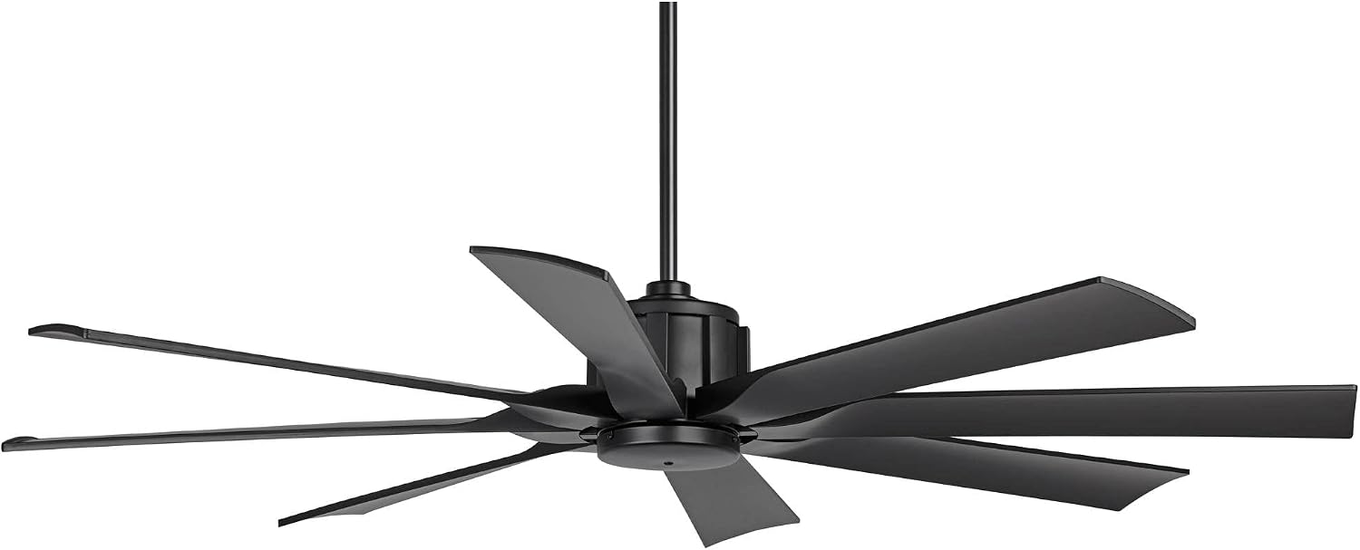 Possini Euro Design 60' Defender Modern Indoor Outdoor Ceiling Fan with Remote Control Matte Black Damp Rated for Patio Exterior House Home Porch Gazebo Garage Barn