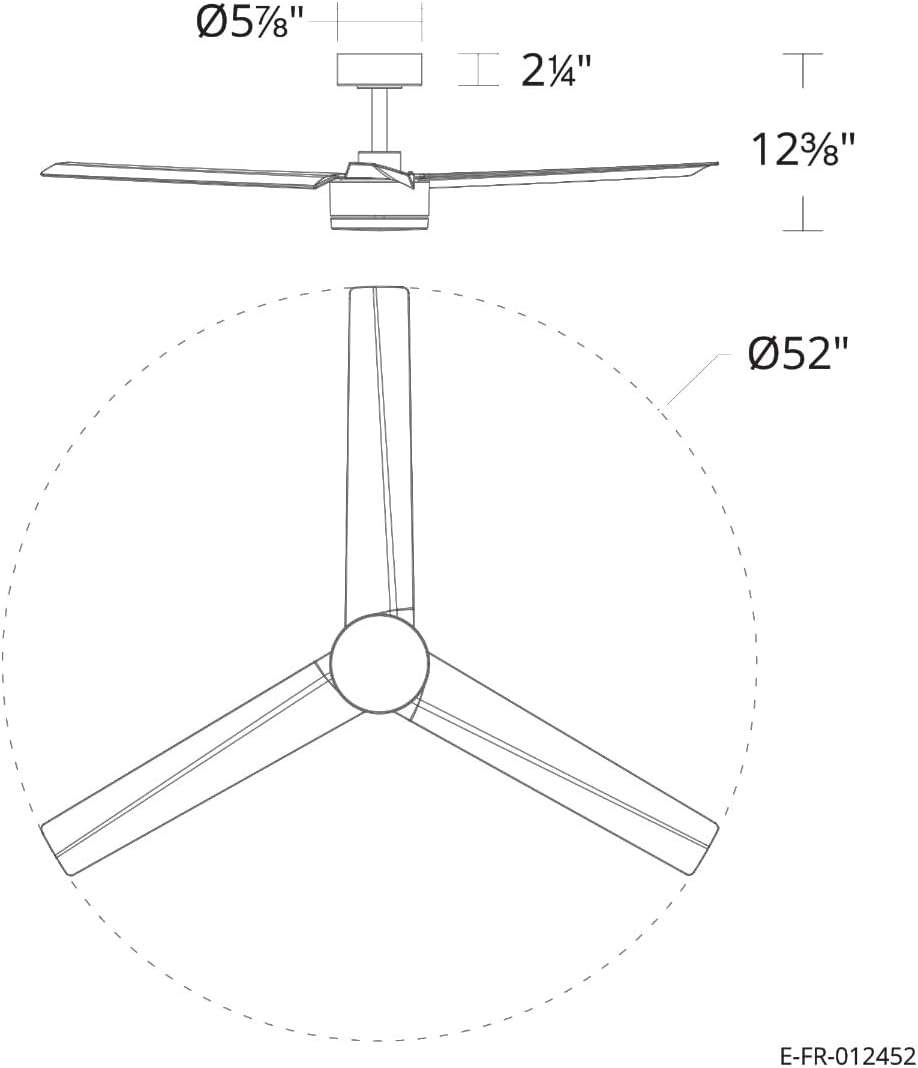Indoor or Outdoor Breeze 52in 3-Blade Smart Indoor or Outdoor Ceiling Fan in Matte Black Works With iOS or Android App