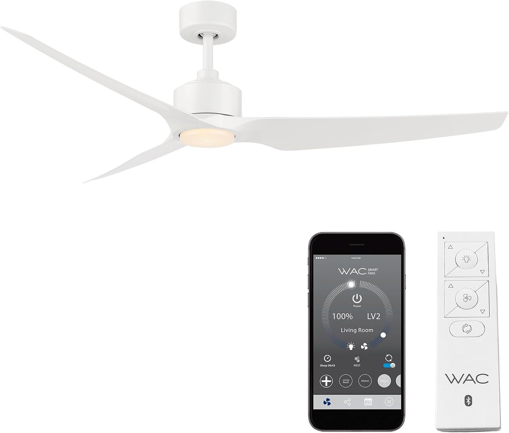 WAC F-056L-MW Stella 60' Outdoor Ceiling Fan with Lights and Remote Control, Matte White