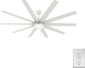 Hunter 72 inch Outdoor or Indoor Ceiling Fan with LED Light - White Ceiling Fan with Wall Control, For Patio, Garage, or Porch, Quiet, Standard Mount, 10 Blades - Overton 50717, Matte White
