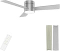 GESUM 42 Inch Ceiling Fan with Lights, Flush Mount Ceiling Fans with Remote Control, Dimmable, 3CCT, Reversible, Nickel Bedroom Ceiling Fans with 3 Blades for Patios Bedroom Kitchen Porch (Nickel)