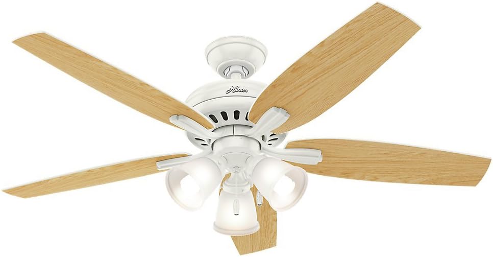 Hunter Fan 52 inch Casual Fresh White Indoor Ceiling Fan with Light Kit (Renewed)