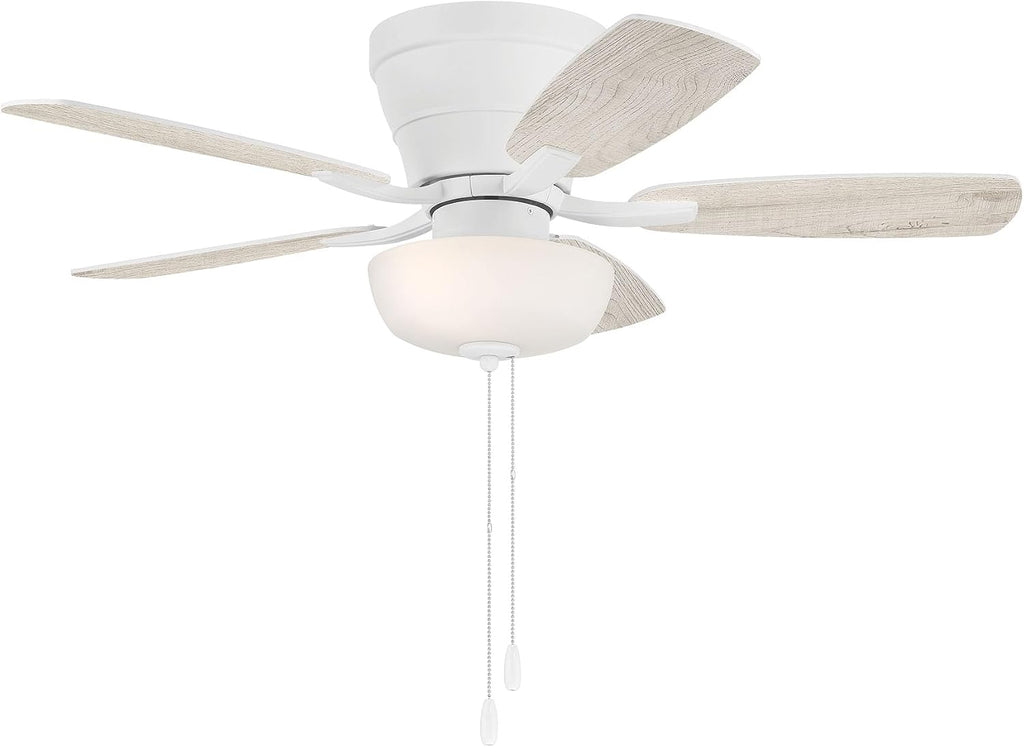 Craftmade 42' Wheeler Indoor Flush Mount 5 Blade White Finish Ceiling Fan with Single Bowl Light