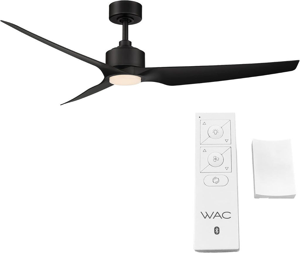 WAC F-056L-MB Stella 60' Outdoor Ceiling Fan with Lights and Remote Control, Matte Black