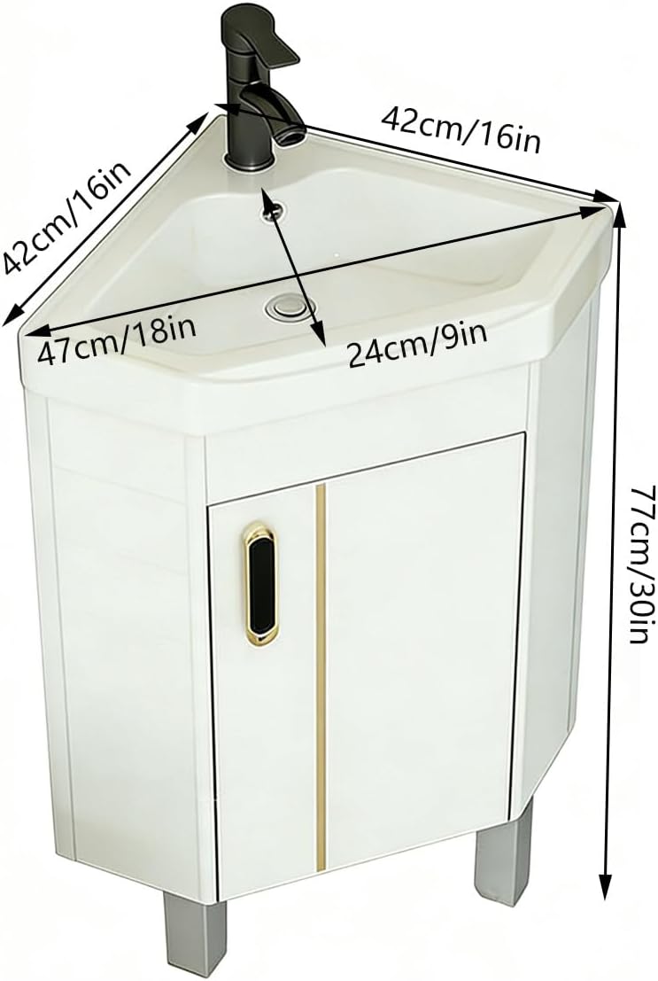 Modern Corner Bathroom Vanity，Bathroom Vanity with Sink Set，Floor Standing Bathroom Vanity Cabinet ，for Guest Baths Master Suites or Patio(White)