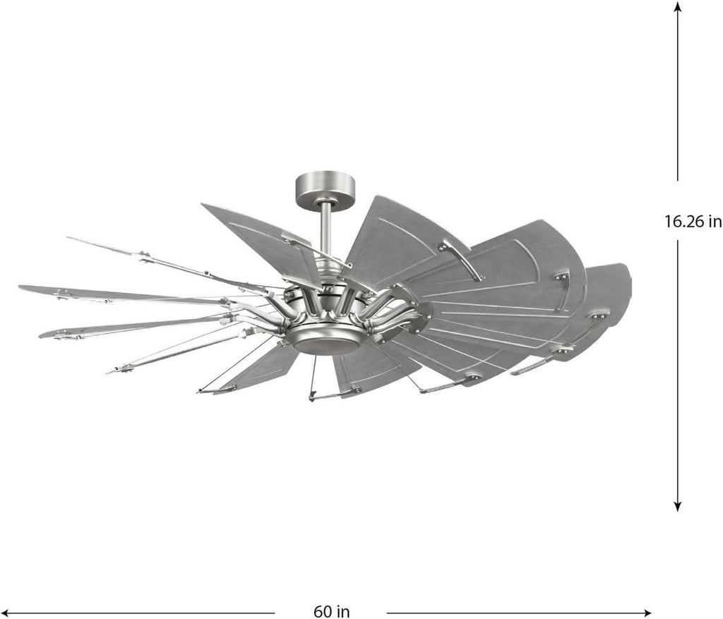 Progress Lighting P250098-081 Springer II - 12 Blade Ceiling Fan in Farmhouse Style-16.26 Inches Tall and 60 Inches Wide, Finish Color: Antique Nickel