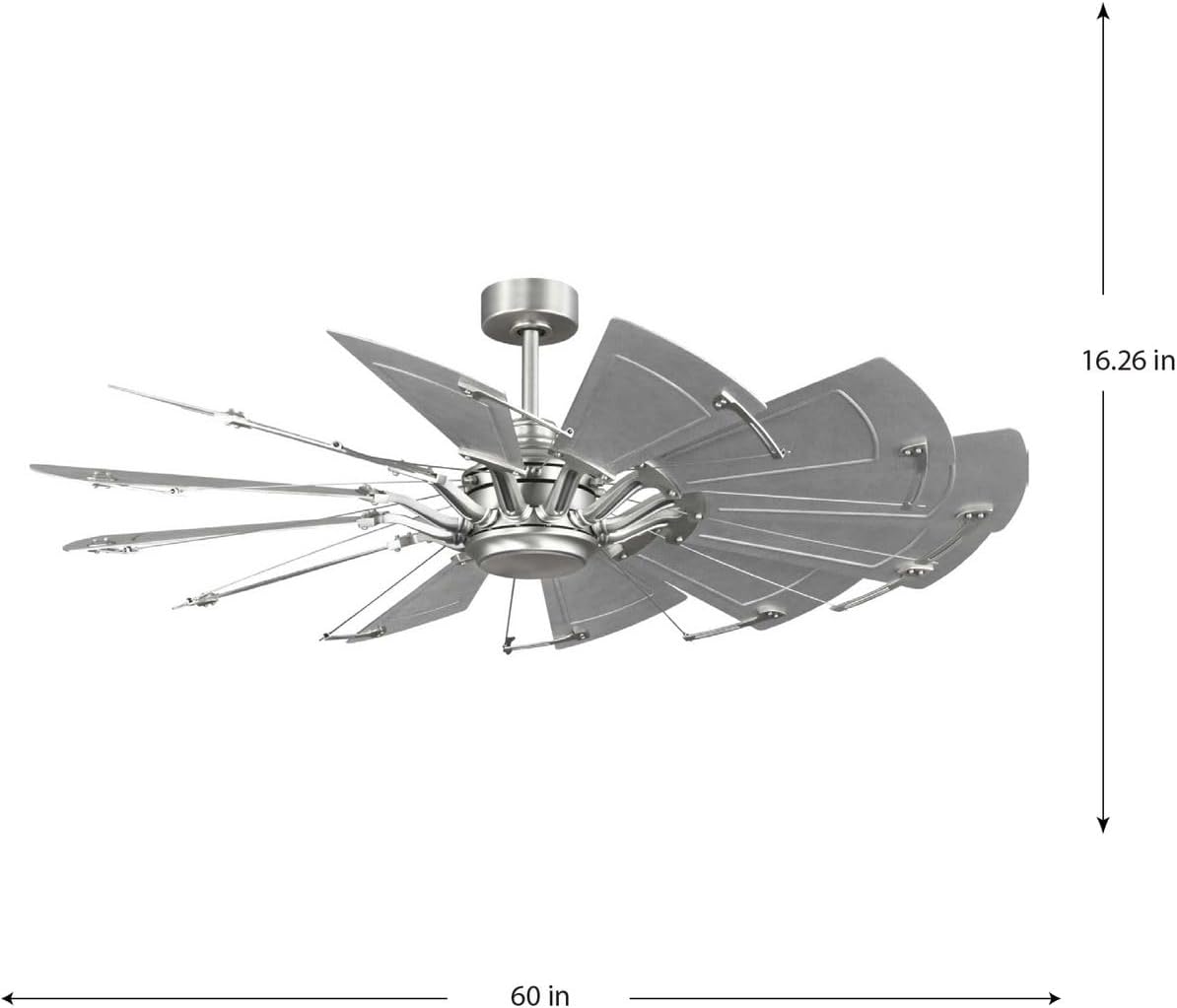 Progress Lighting P250098-081 Springer II - 12 Blade Ceiling Fan in Farmhouse Style-16.26 Inches Tall and 60 Inches Wide, Finish Color: Antique Nickel
