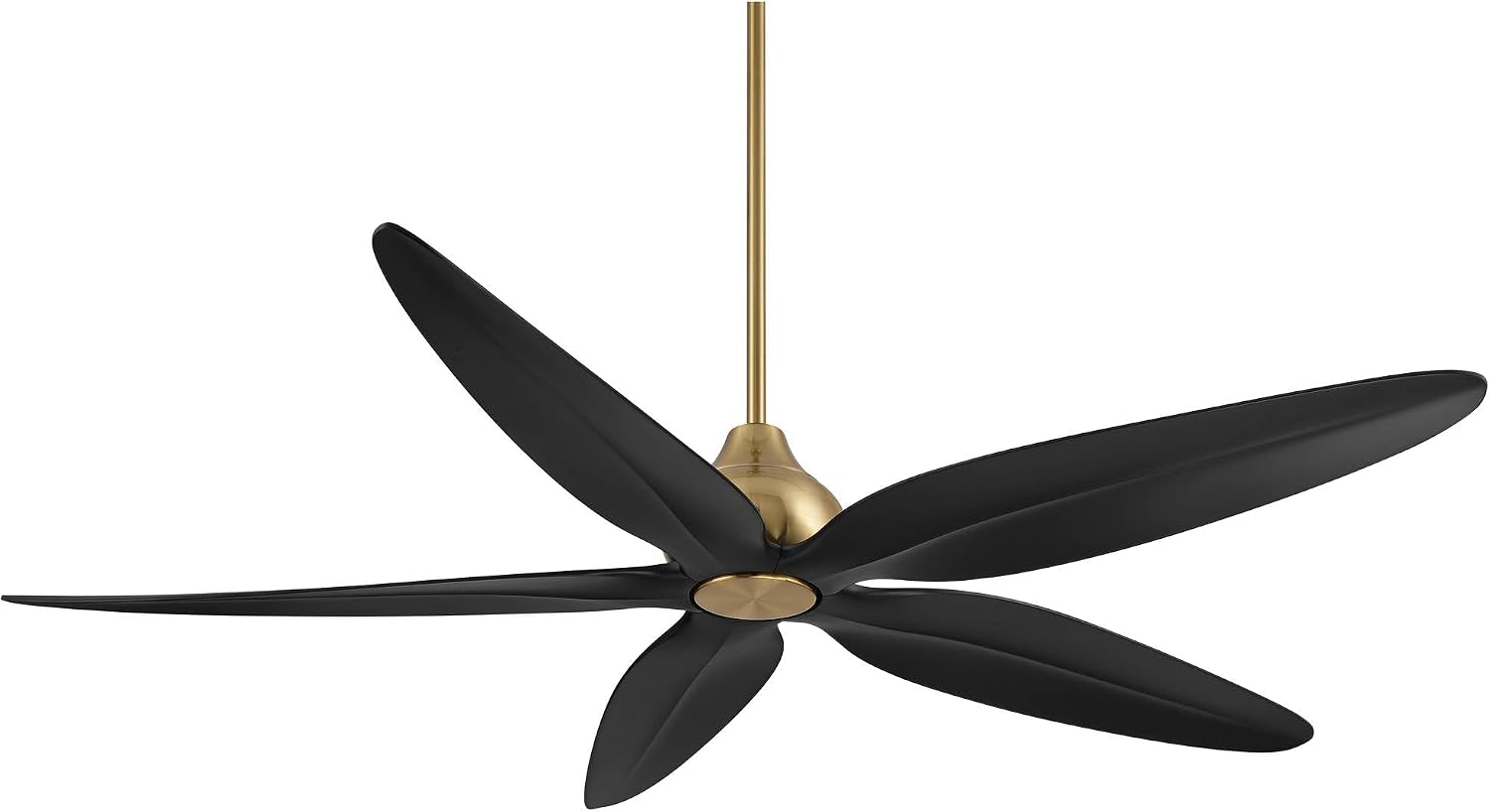Casa Vieja 60' Lotus Bay Modern Indoor Outdoor Ceiling Fan 5 Blade LED Light Remote Control Brass Finish Black Blades Bedroom Patio Living Room Kitchen Porch Damp Rated Decorative DC Motor Garage