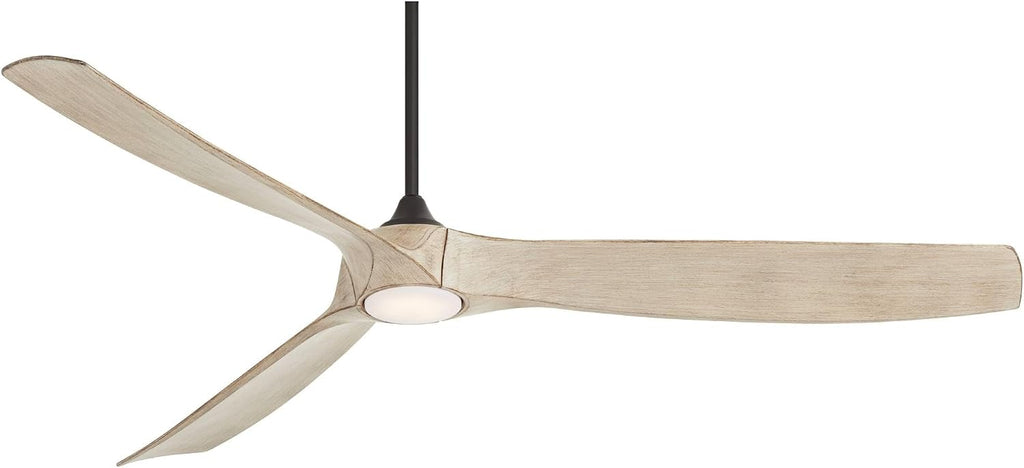 Casa Vieja 70' Kona Wind Large Farmhouse Rustic Country Cottage Core Indoor Outdoor Ceiling Fan 3 Blade LED Light Remote Control Black Finish Distressed White Oak Blades Bedroom DC Motor Damp Rated
