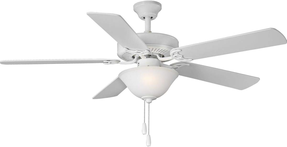 Progress Lighting AirPro Collection 52' Five-Blade Ceiling Fan with White Etched Light Kit